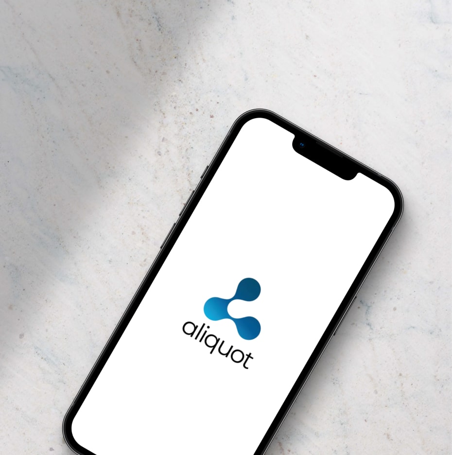 Aliquote logo on a phone screen