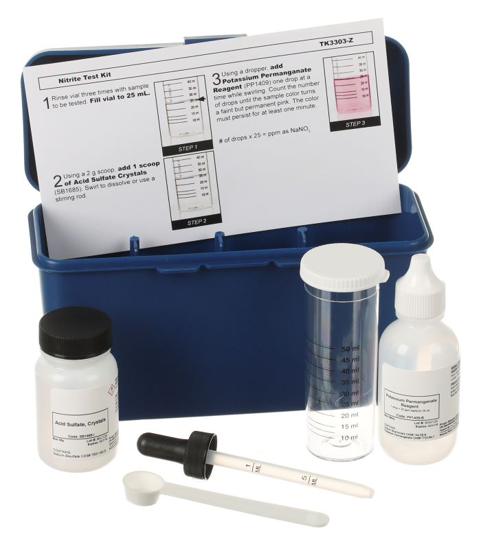 nitrite test kit with instruction card