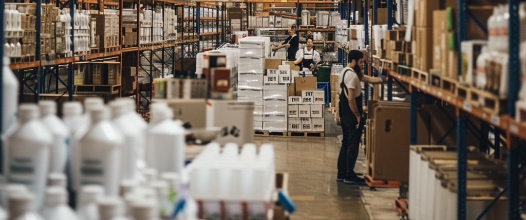 employees working in the AquaPhoenix warehouse