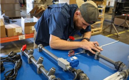 AquaPhoenix team member putting together a feed and control panel