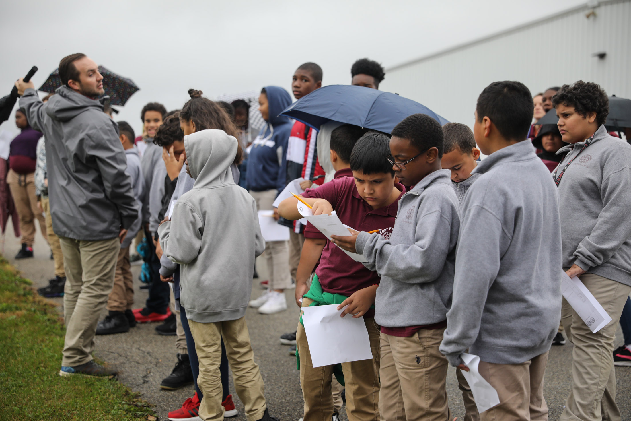 group of school students completing STEM activities and learning with AquaPhoenix