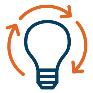 light bulb with arrows around it